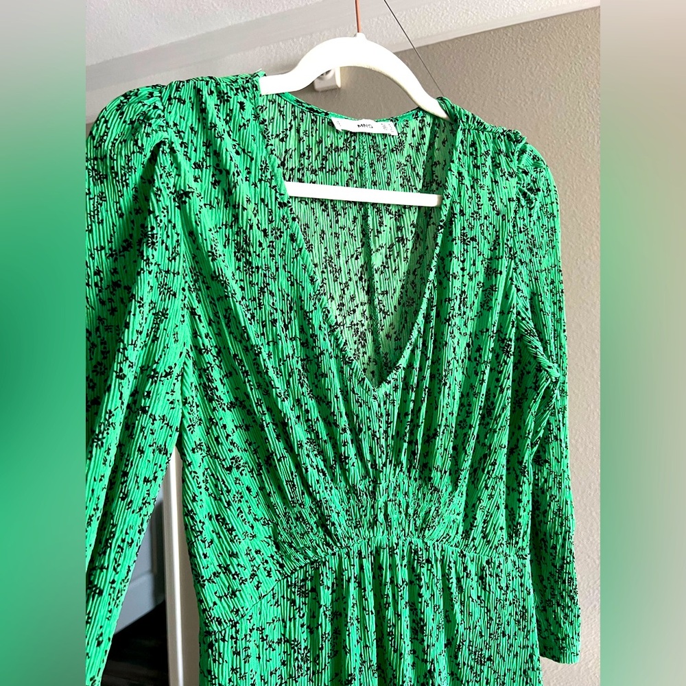 Mango Green Long Sleeve Puff Sundress